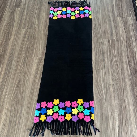 Fleece Scarf  Wrap Floral Fringe - Picture 2 of 4